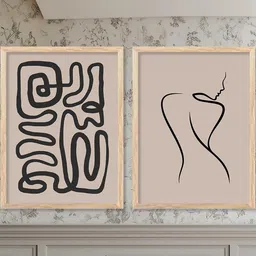 WALLLANE Brown 2 Piece Wood Abstract Wall Paintings image 3