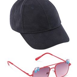 DukieKooky Solid Baseball Cap & Unicorn Designed Sunglasses Set - Navy Blue-picture-37