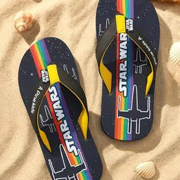 Pine Kids Lucas Slip On Flip Flops with Star War Print - Black-picture-17