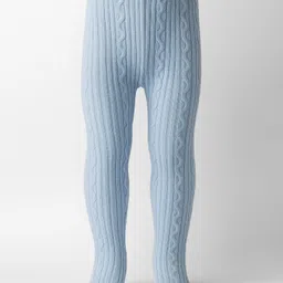 Babyhug Knit Full Length Fleece & Woollen Pant With Cable Knit Design - Blue-picture-27