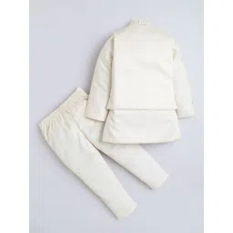 FOURFOLDS Boys Sequined Embroidered Mandarin Collar Sherwani & Trouser Set image 2