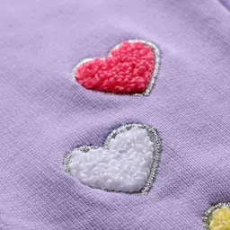 Babyhug Terry Knit Full Length Lounge Pant with Text Print & Heart Embroidery - Lavender image 3