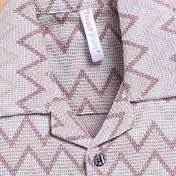 TOONYPORT Cotton Half Sleeves Chevron Printed Shirt - Cream image 5
