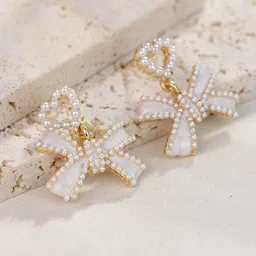 Anouk Korean Gold-Plated Pearls Beaded Butterfly Shaped Drop Earrings-picture-28