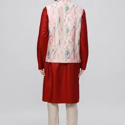 Ethnix by Raymond Men Printed Mandarin Collar Neck Woven Nehru Jackets image 2