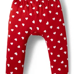 Doodle Poodle 100% Cotton Single Jersey Knit Full Length Diaper Leggings With Heart Print Pack Of 2 - Red & Navy Blue image 5