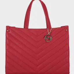 MINI WESST Women's Red Quilted Tote Bag with Top Handles with Detachable Strap-image-35