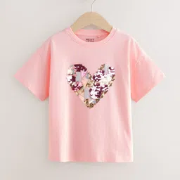 NEXT Girls Sequinned Drop-Shoulder Sleeves Pure Cotton T-shirt-picture-25