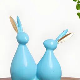 INTERNATIONAL GIFT Animal Showpiece Blue Bunny Pair Birds & Animals Figurine Showpiece-image-67