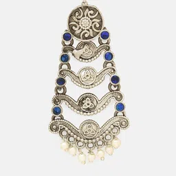Priyaasi Silver-Plated Stone Studded Oxidized Kemp Contemporary Chandbalis Earrings image 2