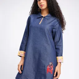 fusion by glitchez Shirt Collar Denim A-Line Dress-picture-18
