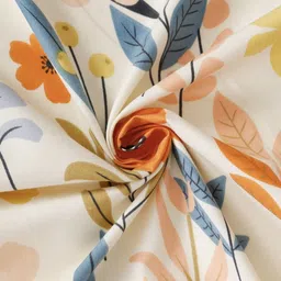 Myntra Elegant Homes Grey & Orange Floral 280 TC Double King Bedsheet Set-2.74 m x 2.54 m image 4