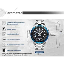 SZN Men Dial & Straps Analogue Watch Blue Ring Silver Chrono33329026 image 3