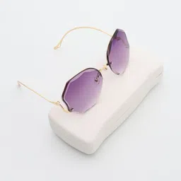 PELLE LUXUR Unisex Gold-Toned Sunglasses with Purple UV Protected Lens image 2