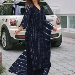Anni Designer Women Bandhani Printed V-Neck Kurta with Palazzos & With Dupatta image 5