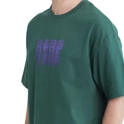 RARE RABBIT Men Typography Printed Round Neck Cotton Oversized T-shirt image 3