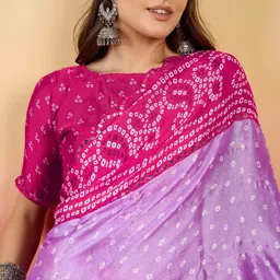 Desi Fusion Bandhani Saree With Blouse Piece image 3