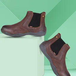 EZOK Men Round Toe Leather Slip-On Boots-picture-21