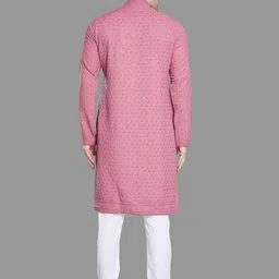 PulseIQ Men Embroidered Chikankari Kurta image 3
