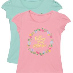 Plum Tree Short Sleeves Follow Your Dreams Print Pack Of 2 Tee - Rose Pink & Aqua-picture-33