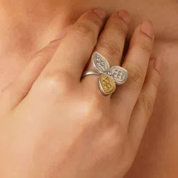 JAYPORE Silver & Gold-Plated Tribal Adjustable Finger Ring image 2