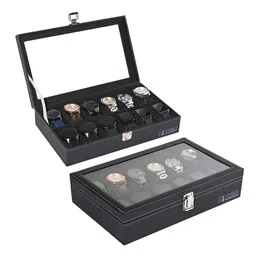Kuber Industries 2-Pcs Black 8 Slots Wrist Watch Organisers-picture-36
