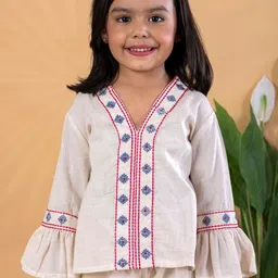 Readiprint Girls Ethnic Motifs Printed Regular Thread Work Kurta with Palazzos image 5