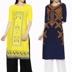 Ethnic basket Women Pack Of 2 Multicoloured Crepe Kurtas-picture-34