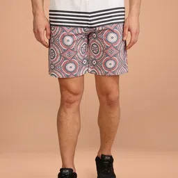 BULLMER Men Geometric Printed Cotton Regular Shorts-image-7