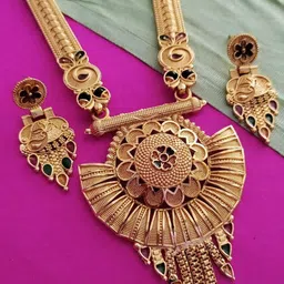 niva fashion Gold-Plated Brass Necklace & Earrings-picture-0