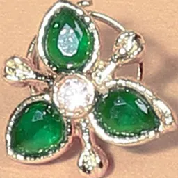 FIROZA Gold-Plated Artificial Stones Studded Panna Phool Stud Nosepin-picture-11