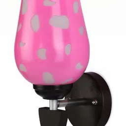 1ST TIME Set Of 2Pink & White Glass Traditional Cylinder Shaped Wall Lamp image 3