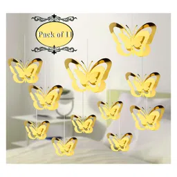 Funcart 3D Butterfly Hanging Decoration Kit Golden - Pack Of 12 image 2