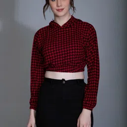 SZN Women Self Design Hooded Tops-image-6