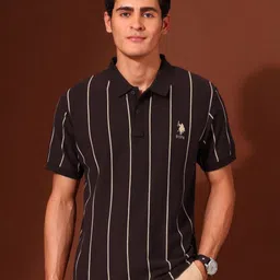 U.S. Polo Assn. Men Striped Polo Collar Pockets Slim Fit T-shirt image 1