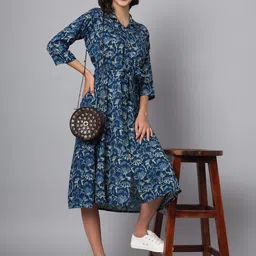 CORSICA Floral Printed Shirt Midi Dress-image-36