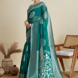 VARNI FABRICS Woven Design Zari Silk Blend Ikat Saree image 5