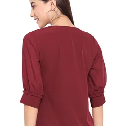 SZN Women Maroon Solid Regular Top image 2