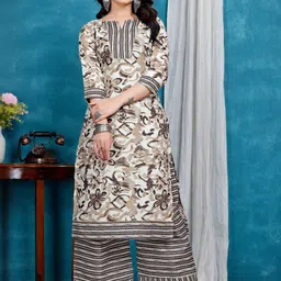 ZELZIS Women Floral Printed Regular Pure Cotton Kurta with Palazzos-picture-25