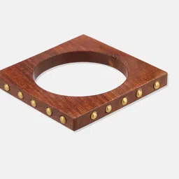 ATIBELLE Set Of 2 Gold-Plated Wooden Bangles image 2