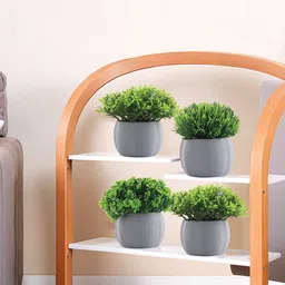 Kuber Industries Grey 4 Pieces Artificial Plant With Pot-picture-3