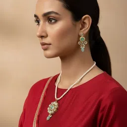 SZN Gold-Plated Kundan Stone-Studded Jewellery Set image 5