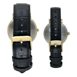 Timex Unisex Brass Dial & Leather Textured Straps Analogue Watch TW00PR335 image 5