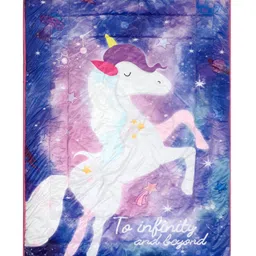 Saral Home Unicorn Velvet Quilt With 2 Cushions - Blue image 3