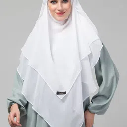 nazneen Solid Georgette Women White Scarf image 4