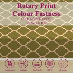 Trance Home Linen Green & Beige Geometric 200 TC Cotton Single Bedsheet Set 1.52m x 2.54m image 2