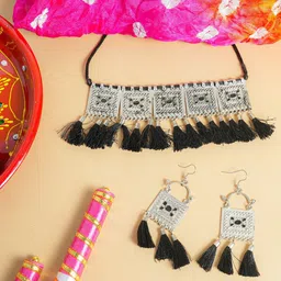 VIRAASI Oxidised Jewellery Set With Dandiya and Dupatta-picture-39