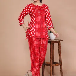 Dwijupal Women Ethnic Motifs Printed Regular Pure Cotton Kurti with Palazzos image 5