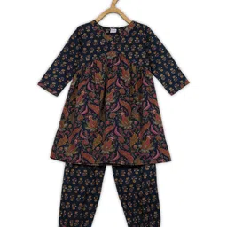 Maaesa Girls Floral Printed V-Neck Empire A-Line Kurta With Trousers-picture-45