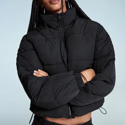 Bershka Women Crop Puffer Jacket-image-63